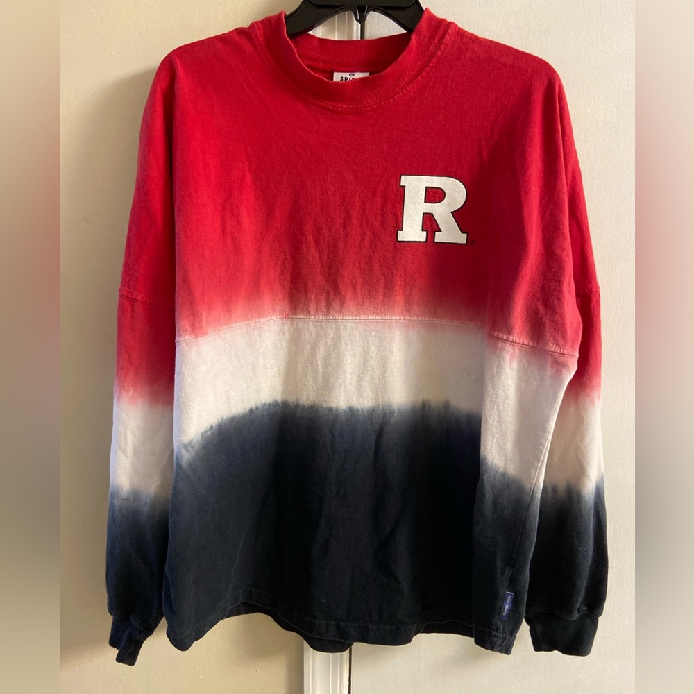 Spirit jersey Rutgers Scarlet Knights colorblock long sleeves 100% cotton.Medium
